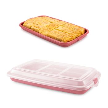 Ibili Deli - Recipiente Rectangular Apilable Con Tapa Porta Embutidos Y Alimentos. Rojo