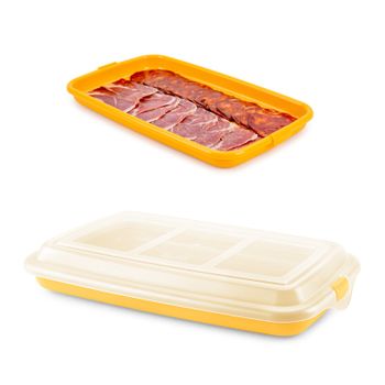 Ibili Deli - Recipiente Rectangular Apilable Con Tapa Porta Embutidos Y Alimentos. Amarill