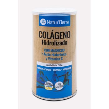 Colágeno Hidrolizado Con Magnesio + Ácido Hialurónico Y Vitamina C 250g Naturtierra