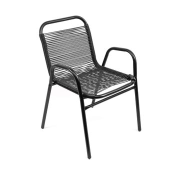 Silla Apilable De Jardín - 59x76x53 Cm - Asiento En Metal Y Polietileno Para Exteriores - Negro