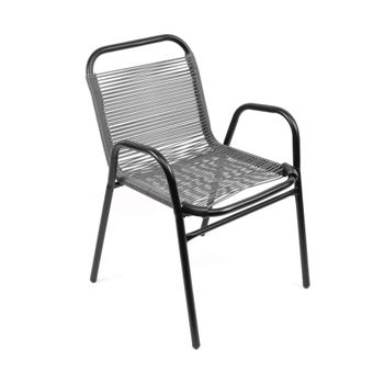 Silla Apilable De Jardín - 59x76x53 Cm - Asiento En Metal Y Polietileno Para Exteriores - Gris