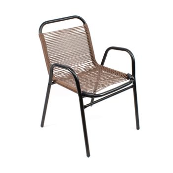 Silla Apilable De Jardín - 59x76x53 Cm - Asiento En Metal Y Polietileno Para Exteriores - Marrón