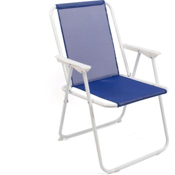 Silla De Playa Plegable En Metal Y Poliéster - Azul Oscuro