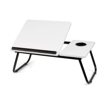 Bandeja Para Desayuno - Mesa Plegable Para Portátil - Bandeja Abatible - Mesa Pequeña Para Dormitorio, Salón Y Comedor - Blanco