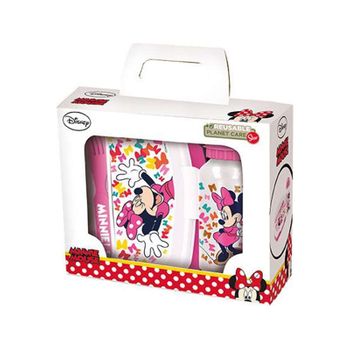 Set Urban Vuelta Al Cole 4 Pcs (botella Aluminio 400 Ml Y Sandwichera Con Cubiertos) Minnie So Edgy Bows (safta - 51193)