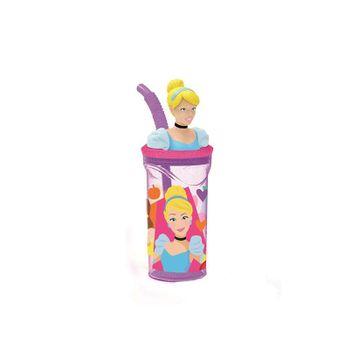 Vaso Infantil Reutilizable Con Pajita Y Tapa Con Figurita 3d Y Capacidad De 360 Ml De Princesas Disney (stor - 51266)