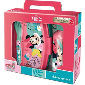 Minnie Set 4 Piezas Botella Sandwichera Y Cubiertos