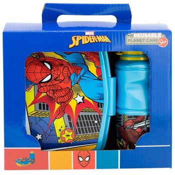 Spiderman Set 2 Piezas De Botella Y Sandwichera