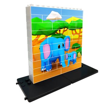 Puzzle Up Vertical De Bloques Elefante 32 Piezas