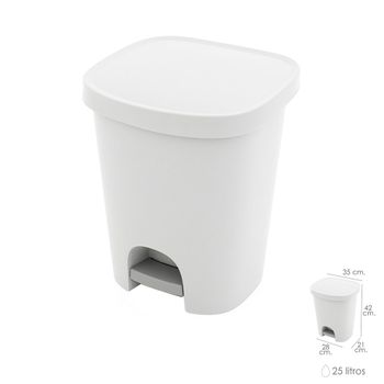 Cubo Basura Con Pedal 25 Litros Plastico Blanco - Neoferr..