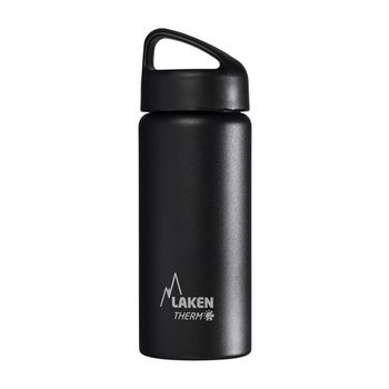 Laken Classic - Botella Térmica De Boca Ancha 0.5l En Acero Inoxidable. Negro