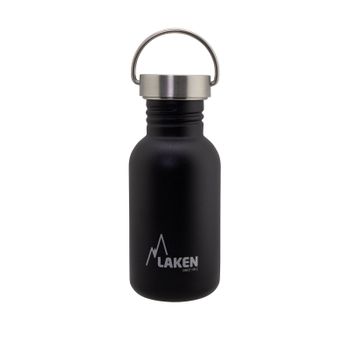 Laken Basic Steel Vintage - Botella De Agua 0.5l En Acero Inoxidable Con Asa. Negro