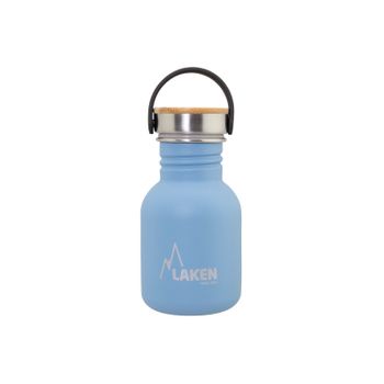 Laken Basic Steel Bambú - Botella De Agua 0.35l En Acero Inoxidable Con Asa. Azul