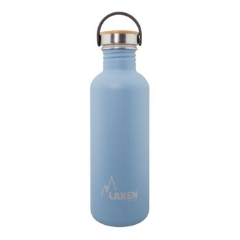 Laken Basic Steel Bambú - Botella De Agua 1l En Acero Inoxidable Con Asa. Azul