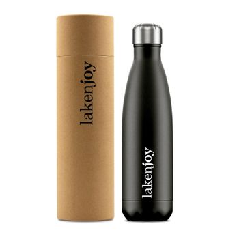 Laken Joy - Botella Térmica De 0.5l En Acero Inoxidable Con Estuche De Cartón. Negro