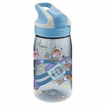 Botella De Agua Laken Summit Space Robots Azul Aguamarina (0,45 L)