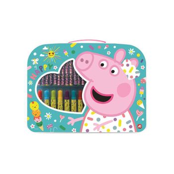 Maletín De Actividades Artísitcas Peppa Pig Con 12 Crayones, 12 Rotuladores, 6 Lápices De Colores, Regla, Lápiz, Borrador Y Sacapuntas. 32x25x2 Cm