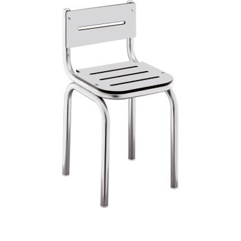 Beltran 2704 Asideros Banqueta Con Respaldo Acero Inox Asiento Blanco