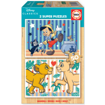 Puzzle Pinocho + El Rey Leon Disney 2x50pzs