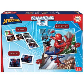 Superpack 4 En 1 Spiderman 2 Puzzles + Domino + Identic