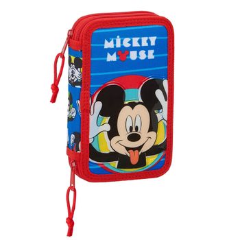 Safta Estuche Escolar Con 28 Útiles Incluidos De Mickey Mouse Me Time, 125x40x195mm, Azul/rojo