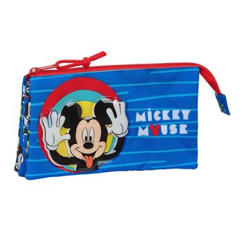 Safta Portatodo Triple De Mickey Mouse Me Time, 220x30x120mm, Azul/rojo, Talla Única