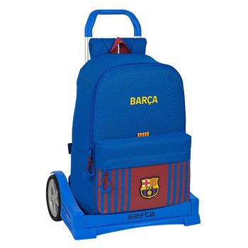 Safta Mochila Escolar Con Carro Evolution Incluido De F.c. Barcelona 1ª Equipación 21/22, 310x150x470 Mm, Azul Marino/granate