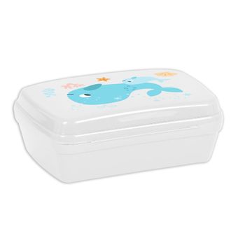 Fiambrera Para Sandwich Safta Ballenita Plástico Blanco Azul Claro (17 X 6 X 14 Cm)