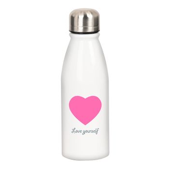 Botella De Agua Safta Love Yourself Blanco Rosa Metal (500 Ml)