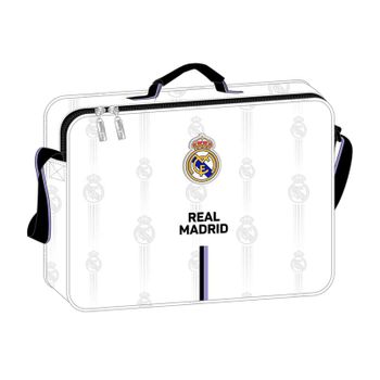 Safta, Cartera Extraescolares De Real Madrid 1ª Equipación 22/23, 380x60x280 Mm Unisex Niños, Negra Y Blanca, Estándar