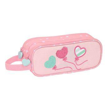 Blackfit8 - Portatodo Doble, Tejido Reciclable, Estuche Infantil, Estuche Niño, Ideal Para Niños En Edad Escolar, Cómodo Y Versátil, Calidad Y Resistencia, 21x6x8 Cm, Color Rosa