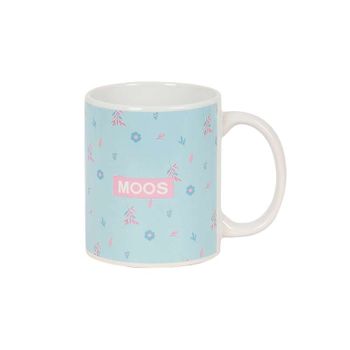 Moos - Taza Grande De Cerámica, Resistente, Ligera, Duradera, De Gran Calidad, 350 Ml, 8x9.5 Cm, Color Azul Turquesa (safta)