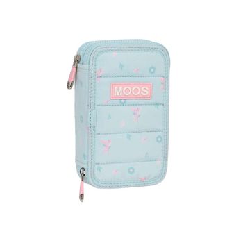 MOOS - Neceser Escolar Infantil Pequeño con Asa, Neceser Infantil,  Adaptable a Carro, Ideal para Niños de 5 a 14 Años, Cómodo y Versátil,  Calidad y Resistencia, 28x10x18 cm, Color Azul turquesa 