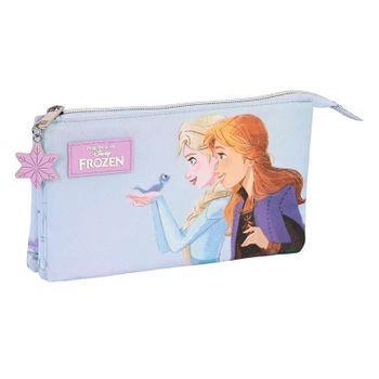 Safta Frozen - Portatodo Triple, Estuche Infantil, Estuche Niño, Ideal Para Niños En Edad Escolar, Cómodo Y Versátil, Calidad Y Resistencia, 22x3x12 Cm, Color Lila