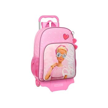 Barbie Girl - Mochila Escolar Grande Con Carro, Mochila Niño, Mochila Infantil, Adaptable A Carro, Ideal Para Niños De 5 A 14 Años, Cómoda Y Versátil, Calidad Y Resistencia, 33x15x42 Cm, Color Rosa