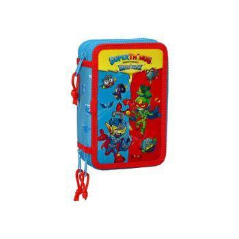 Safta Superzings - Estuche Escolar Con 36 Útiles Incluidos, Estuche Infantil, Estuche Niño, Ideal Para Niños De 5 A 14 Años, Cómodo Y Versátil, Calidad Y Resistencia, 12.5x5.5x19.5 Cm, Color Azul