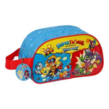 Safta Superzings - Neceser Escolar Infantil Mediano Con Asa, Neceser Infantil, Adaptable A Carro, Ideal Para Niños De 5 A 14 Años, Cómodo Y Versátil, Calidad Y Resistencia, 26x12x15 Cm, Color Azul