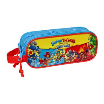 Safta Superzings - Portatodo Doble Niño, Estuche Infantil, Estuche Niño, Ideal Para Niños En Edad Escolar, Cómodo Y Versátil, Calidad Y Resistencia, 21x6x8 Cm, Color Azul