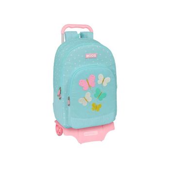 Safta Moos Butterflies - Mochila Escolar Grande Con Carro 905, Tejido Reciclable, Ideal Para Niños De Diferentes Edades, Cómoda Y Versátil, Calidad Y Resistencia, 30x14x46 Cm, Color Azul Claro