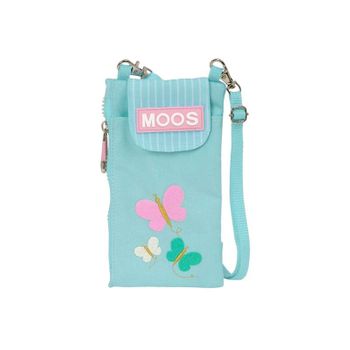 Safta Moos Butterflies - Monedero Portamóvil, Monedero Estándar, Para Móvil, Tejido Reciclado, Cómodo Y Versátil, Calidad Y Resistencia, 19x10 Cm, Color Azul Claro