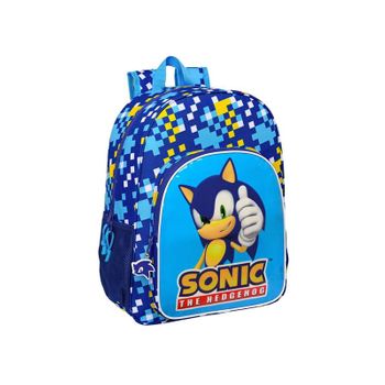 Sonic - Mochila Escolar Niño, Mochila Niño, Mochila Infantil, Adaptable A Carro, Ideal Para Niños En Edad Escolar, Cómoda Y Versátil, Calidad Y Resistencia, 33x14x42 Cm, Color Azul