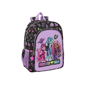 Safta Monster High - Mochila Escolar Niño, Mochila Niño, Mochila Infantil, Adaptable A Carro, Ideal Para Niños En Edad Escolar, Cómoda Y Versátil, Calidad Y Resistencia, 33x14x42 Cm, Color Negro