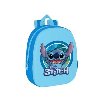 Lilo & Stitch - Mochila Escolar, Con Diseño 3d, Adaptable A Carro, Ideal Para Niños De Diferentes Edades, Cómoda Y Versátil, Calidad Y Resistencia, 27x10x33 Cm, Color Azul