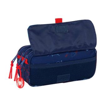 Safta Spiderman Neon - Portatodo Triple Big, Estuche Infantil, Estuche Niño, Ideal Para Niños En Edad Escolar, Cómodo Y Versátil, Calidad Y Resistencia, 21.5x8x10 Cm, Color Azul Marino