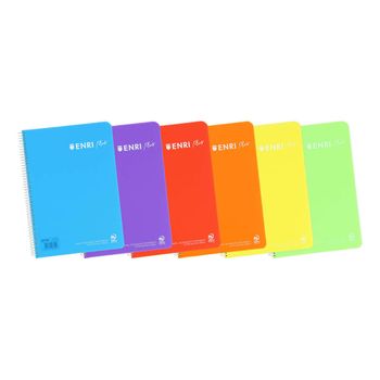 Pack De 5 Cuadernos Enri Folio Cuadriculados Tapas De Plástico