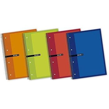 Enri Cuaderno Espiral Microperforado 120mas40 Hojas 5x5 Tapas Extraduras A4mas Colores -5u-