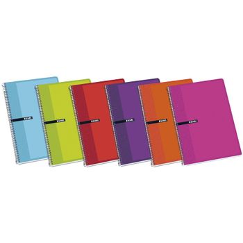 Enri, Cuadernos A4 (fº), 5 Unidades, Tapa Dura Con Espiral, 80 Hojas Con Doble Pauta De 3 Mm, Colores Surtidos