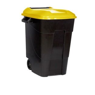 Contenedor De Reciclaje Tapa Amarilla Tayg 100 L Con Ruedas