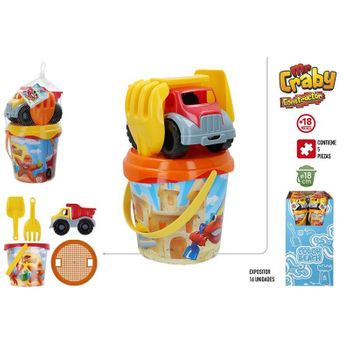 Cubo Playa Mr Craby Constructor Cubo 14 Cm, Cedazo, Camion 18 Cm, Pala Y Rastrillo Sdos. (color Baby - 24959)