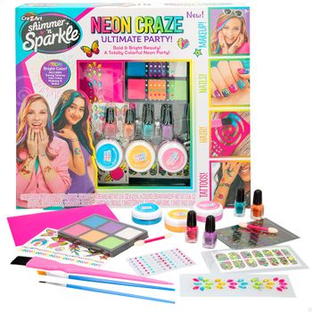 Shimmer N Sparkle - Set Belleza 4 En 1 Maquillaje, Tatuajes, Tintes Pelo Y Manicura, +8 Años